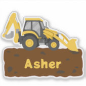 Gepersonaliseerde Backhoe Naam Labels voor Kindere (Voorkant)