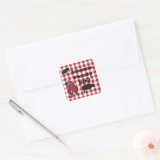 Gepersonaliseerde Backyard BBQ Party Stickers (Envelop)