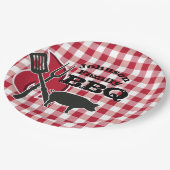 Gepersonaliseerde Backyard BBQ Picknick Wegwerp Bo Papieren Bordje (Gekanteld)