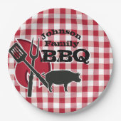Gepersonaliseerde Backyard BBQ Picknick Wegwerp Bo Papieren Bordje (Voorkant)