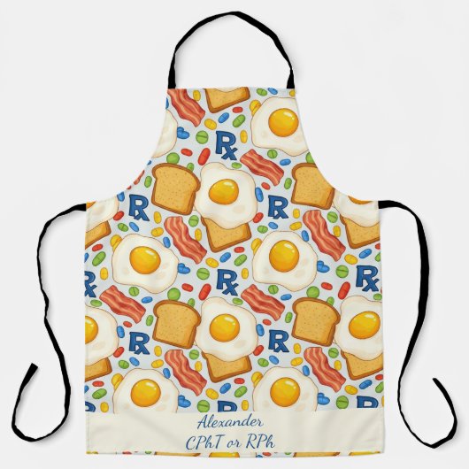 Gepersonaliseerde Bacon & Eggs Apotheek RX Schort (Voorkant)