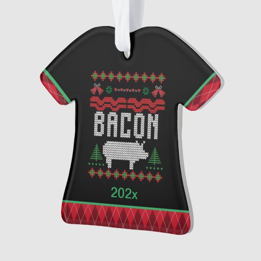 Gepersonaliseerde Bacon Pig Ugly kerstversiering Ornament (voorkant)