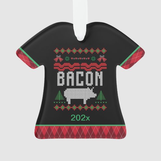 Gepersonaliseerde Bacon Pig Ugly kerstversiering Ornament (achterkant)