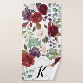 Gepersonaliseerde badhanddoek witte rozen goud geo (Badhanddoek)