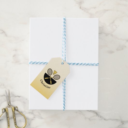 Gepersonaliseerde Badminton Rackets Birdie Yellow  Cadeaulabel (Met Touw)