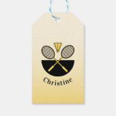 Gepersonaliseerde Badminton Rackets Birdie Yellow  Cadeaulabel (Achterkant)