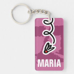 Gepersonaliseerde badmintonsleutelhanger met naam sleutelhanger