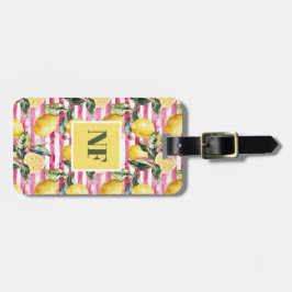 Gepersonaliseerde bagagelabel met citroenpatroon