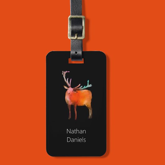 Gepersonaliseerde bagagelabel met rode hertenbok
