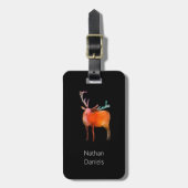 Gepersonaliseerde bagagelabel met rode hertenbok (Voorkant verticaal)