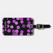 Gepersonaliseerde bagagelabel met roze en paarse f (Voorkant horizontaal)