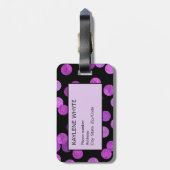 Gepersonaliseerde bagagelabel met roze en paarse f (Achterkant verticaal)