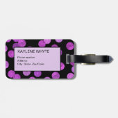 Gepersonaliseerde bagagelabel met roze en paarse f (Achterkant horizontaal)