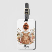 Gepersonaliseerde Bagagelabel-roodharige vrouw Bagagelabel (Voorkant (verticaal))