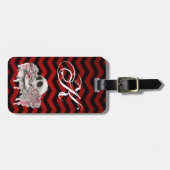 Gepersonaliseerde Bagagelabel schedel Roos Gotisch (Voorkant horizontaal)