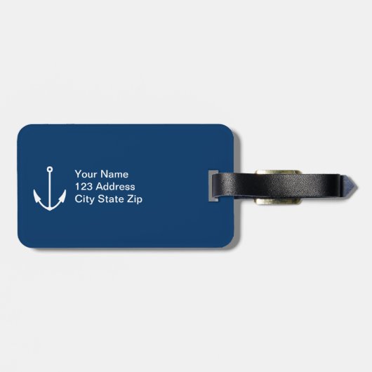 Gepersonaliseerde bagagelabels met nautisch anker (Achterkant horizontaal)