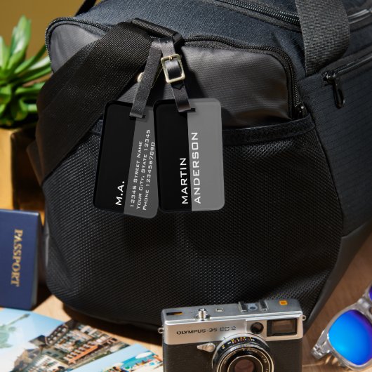 Gepersonaliseerde bagagelabels voor zwart-wit reiz (Voorkant /achterkant)