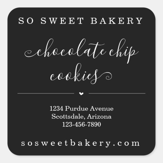 Gepersonaliseerde Bakery Food Sticker Black Achter (Voorkant)