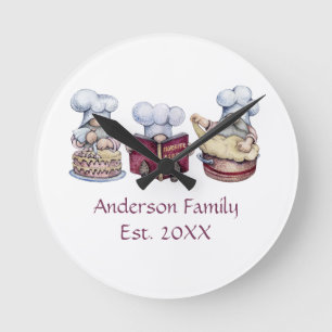 Gepersonaliseerde Baking Gnomen Gift for Couple Ronde Klok