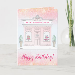 Gepersonaliseerde bakkerij Happy Birthday Pink Gli Kaart