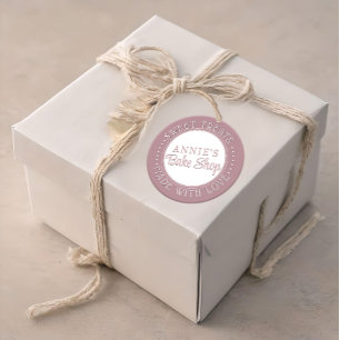 Gepersonaliseerde Bakkerij Sticker Roze Gemaakt me
