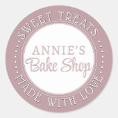 Gepersonaliseerde Bakkerij Sticker Roze Gemaakt me (Voorkant)