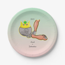 Gepersonaliseerde bal en ketting bruiloft gunst papieren bordje