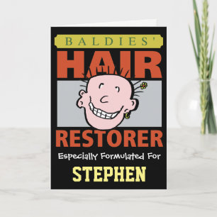 Gepersonaliseerde baldies Hair Restorer. Grappig k Kaart