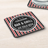 Gepersonaliseerde balk en zwart wit rood bier onderzetter (Linkerzijde)