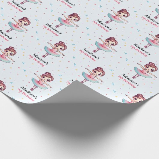 Gepersonaliseerde Ballerina Balletnaam Verjaardag Cadeaupapier (Hoek)
