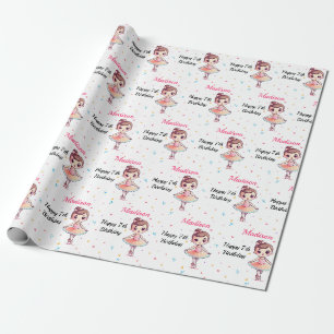 Gepersonaliseerde Ballerina Balletnaam Verjaardag Cadeaupapier