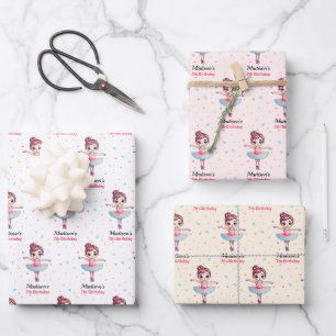 Gepersonaliseerde Ballerina Balletnaam Verjaardag Inpakpapier Vel