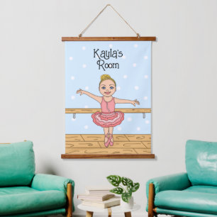 Gepersonaliseerde ballerina Girl's Room Sign Hangend Wandkleed