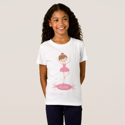 Gepersonaliseerde Ballerina Girls T-Shirt (Voorkant volledig)