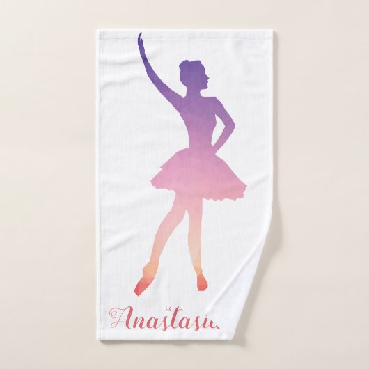 Gepersonaliseerde ballerina in een modern geometri handdoek (Handdoek)