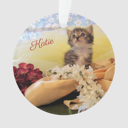 Gepersonaliseerde Ballerina Kitten Kate - Acryl Ornament (voorkant)