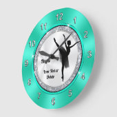 Gepersonaliseerde Ballerina-klok in Mint Green Grote Klok (Hoek)