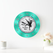 Gepersonaliseerde Ballerina-klok in Mint Green Grote Klok (Huis)