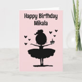 Gepersonaliseerde Ballerina Silhouette Verjaardag Kaart (Voorkant)
