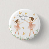 Gepersonaliseerde Ballerina Verjaardagsfeest Butto Ronde Button 3,2 Cm (Voorkant)