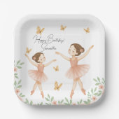 Gepersonaliseerde Ballerina Verjaardagsfeest Papie Papieren Bordje (Voorkant)