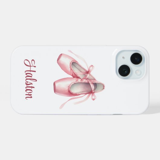 Gepersonaliseerde Ballet Dans Slippers Telefoon Ca iPhone 15 Case (Achterkant horizontaal)