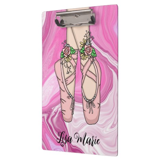 Gepersonaliseerde ballet Slippers Roze en witte ma Klembord (Links)