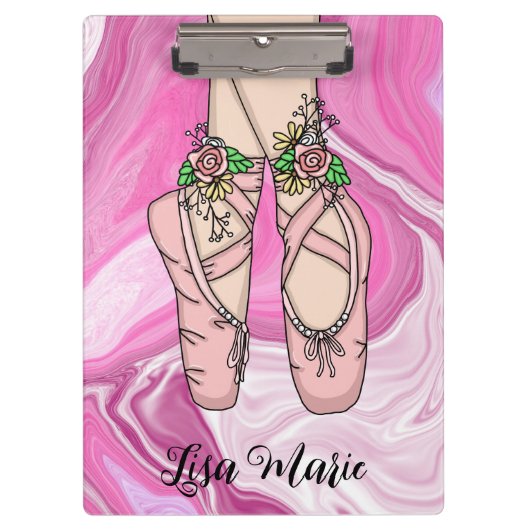 Gepersonaliseerde ballet Slippers Roze en witte ma Klembord (Voorkant)
