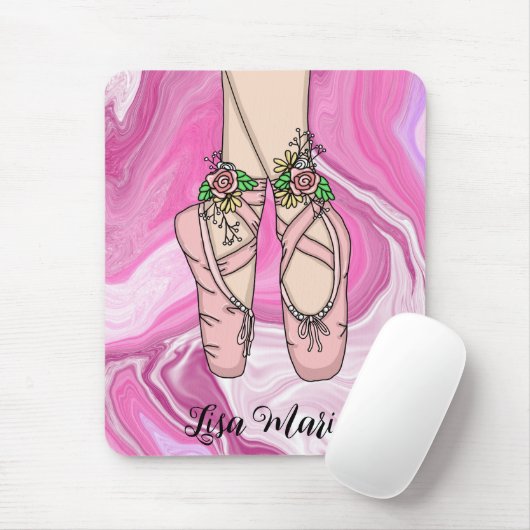 Gepersonaliseerde ballet Slippers Roze en witte ma Muismat (Met muis)