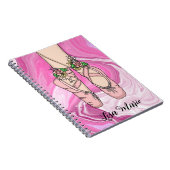 Gepersonaliseerde ballet Slippers Roze en witte ma Notitieboek (Rechterzijde)