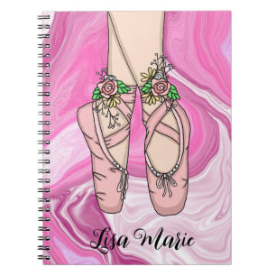 Gepersonaliseerde ballet Slippers Roze en witte ma Notitieboek