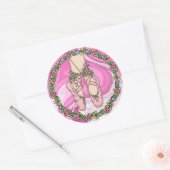 Gepersonaliseerde ballet Slippers Roze en witte ma Ronde Sticker (Envelop)