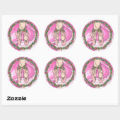Gepersonaliseerde ballet Slippers Roze en witte ma Ronde Sticker (Vel)