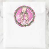 Gepersonaliseerde ballet Slippers Roze en witte ma Ronde Sticker (Tas)